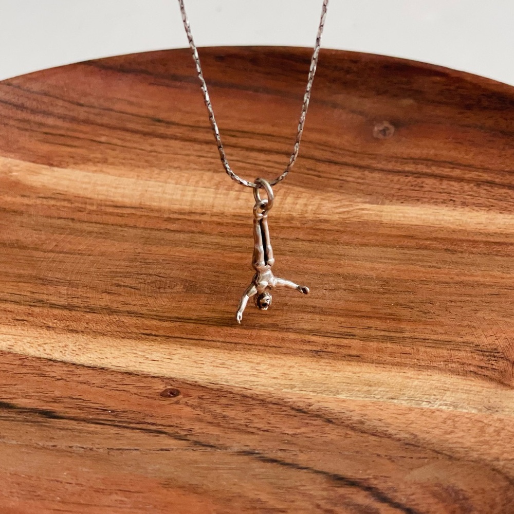 925 Silver acrobat / diver/ athlete woman pendant charm